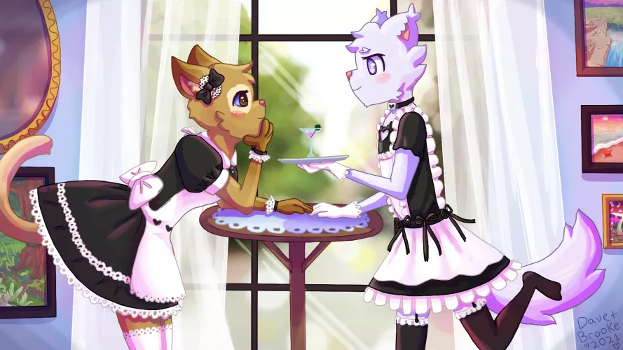 My boyfriend and I did this collaborative art of us working at a maid cafe :) @lunar.winds on insta! My boyfriend and I did this collaborative art of us working at a maid cafe :) @lunar.winds on insta!