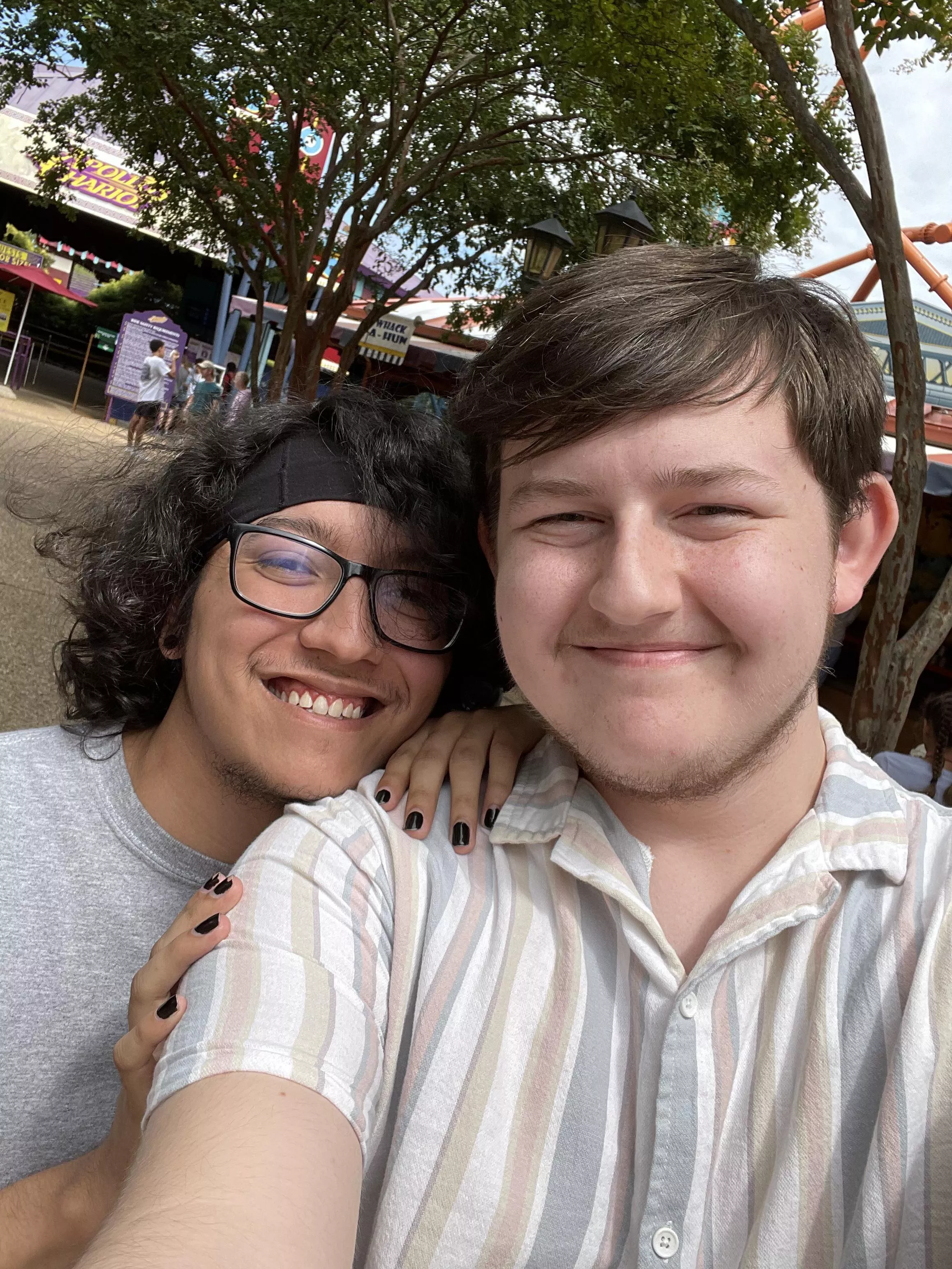 My boyfriend and I enjoying a beautiful day at an amusement park!