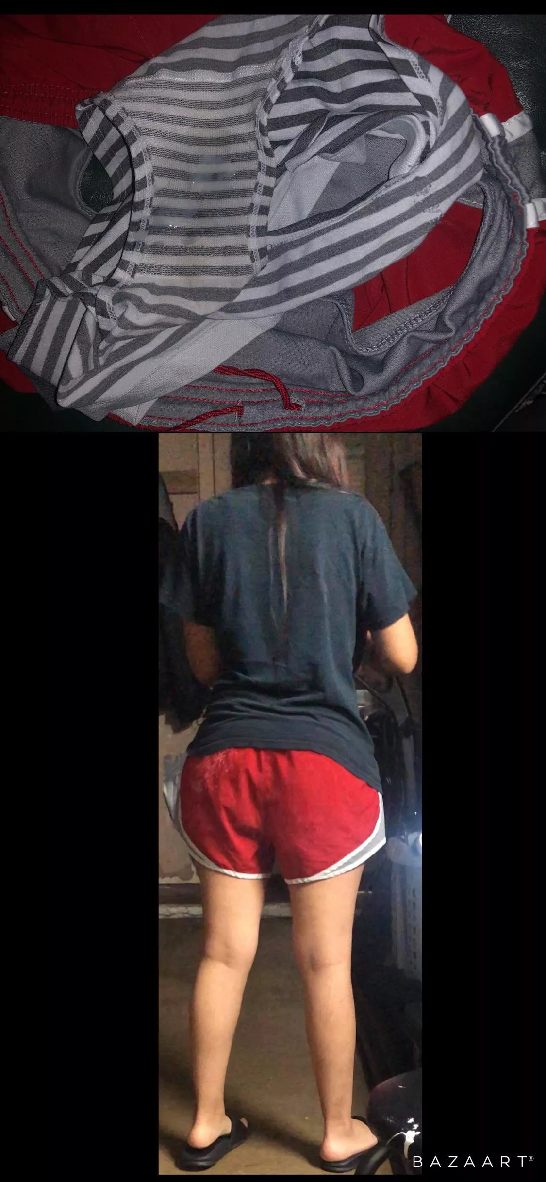 My bros gf just got back from her morning jog?lmk if your jerking to her to?