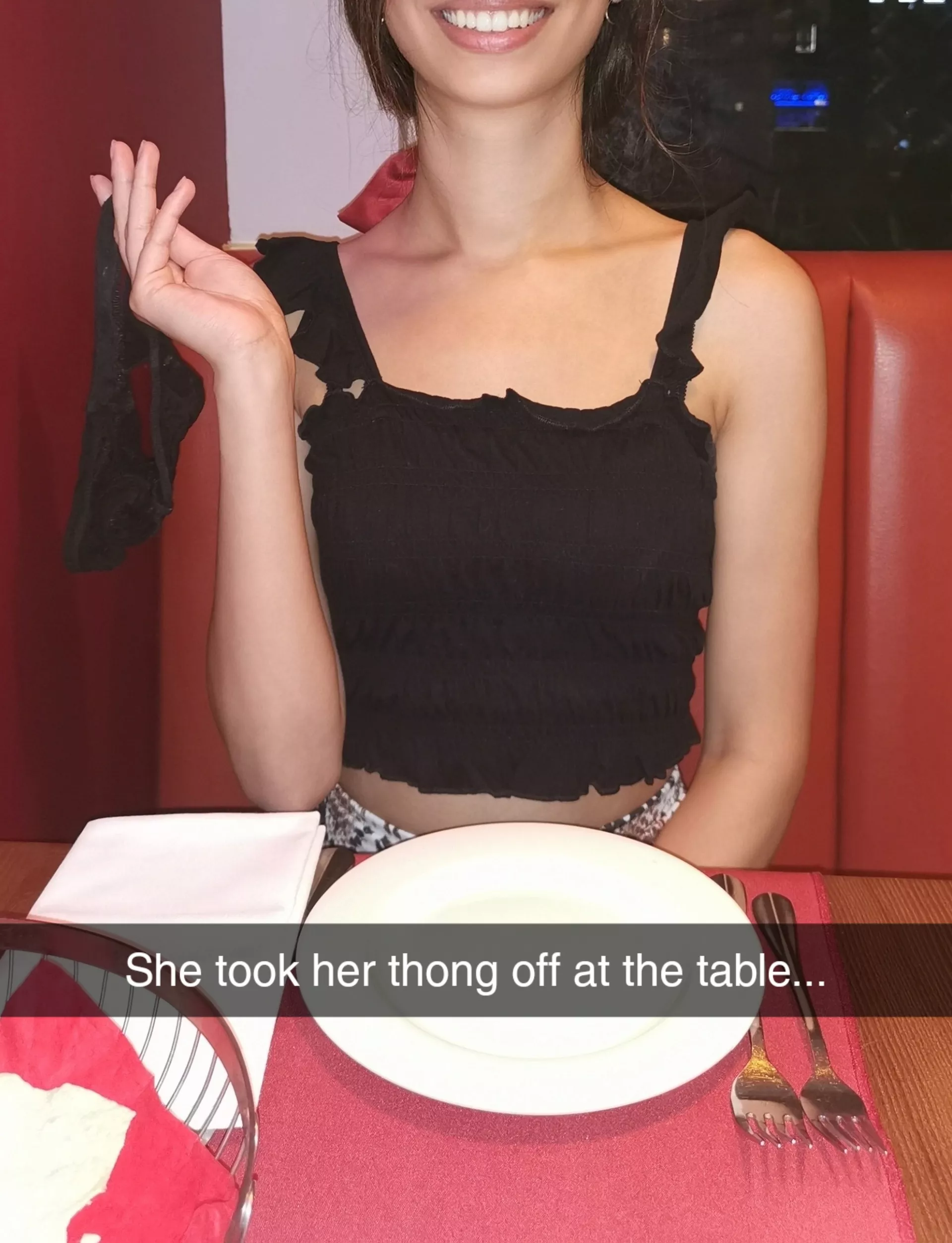My bull bet me a bottle of pink champagne that I couldn't take my panties off at the table without anyone noticing... My bull bet me a bottle of pink champagne that I couldn't take my panties off at the table without anyone noticing...