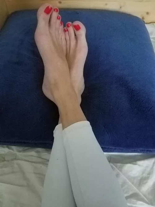 My feet with red nails