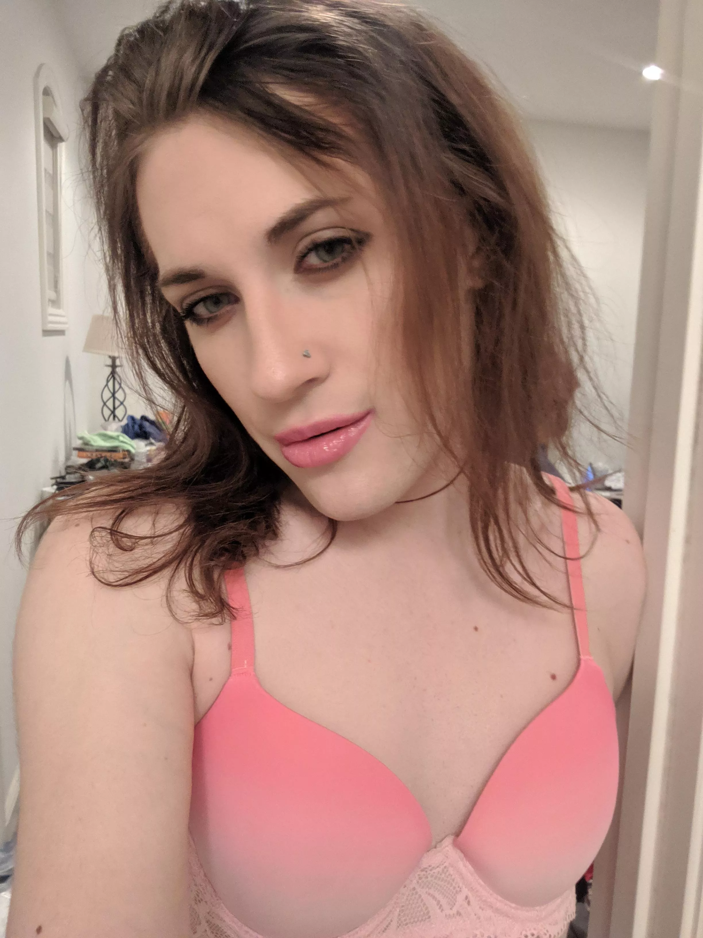 My first pink lacey bra