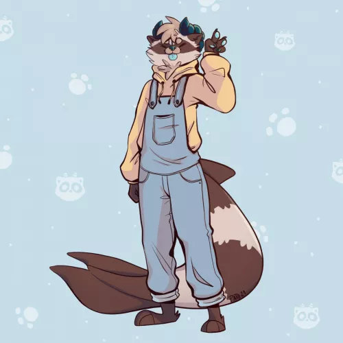 My fursona in overalls! (By me: pat0draws)