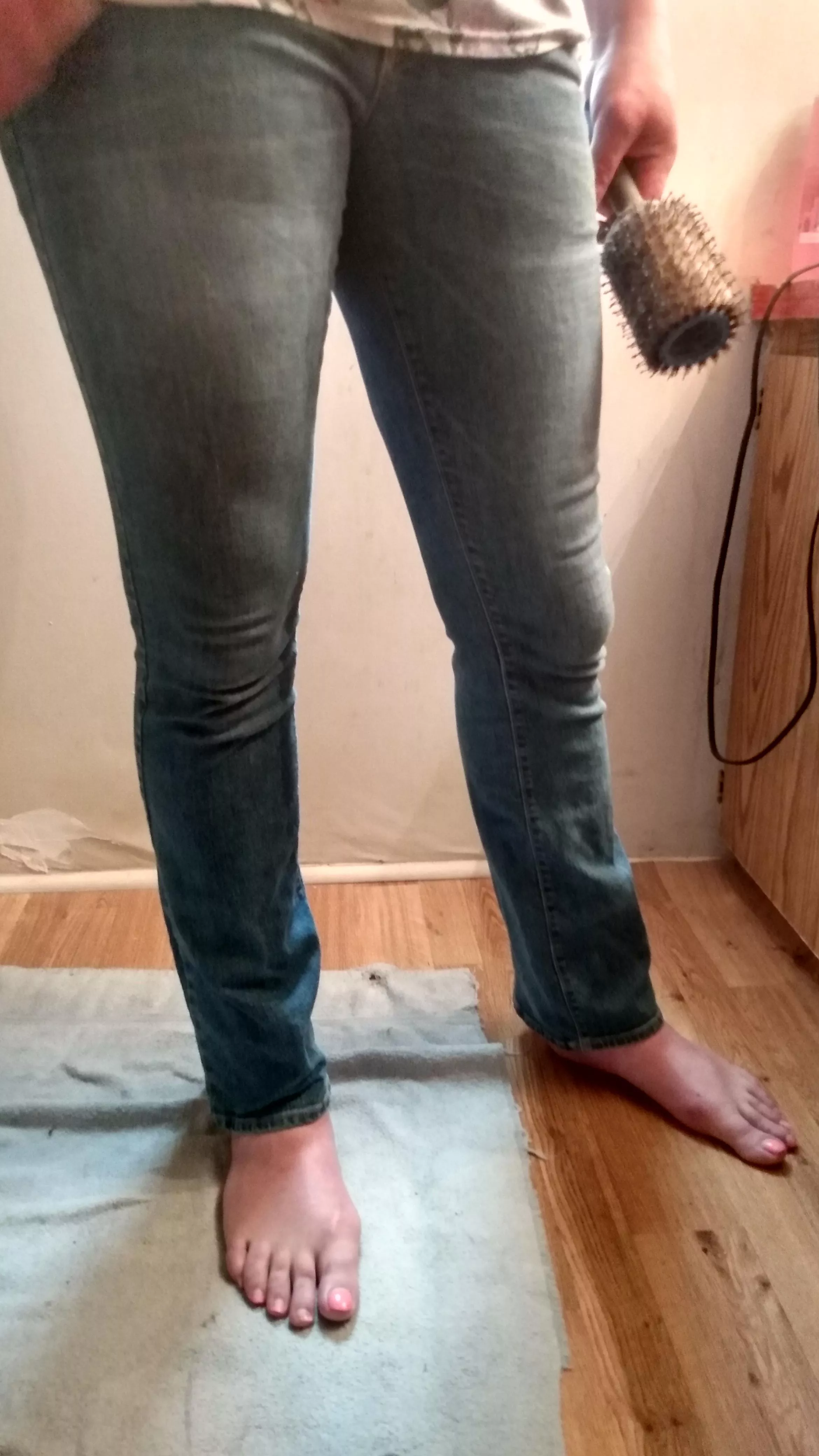 My gal getting ready for work, I had to snap a pic.