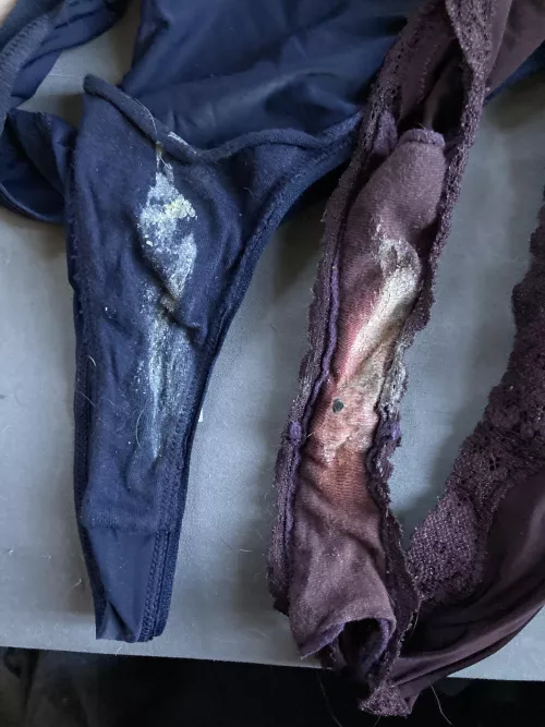 My gf's gnarly dried cum filled panties after spening all night/day at her  My gf's gnarly dried cum filled panties after spening all night/day at her
