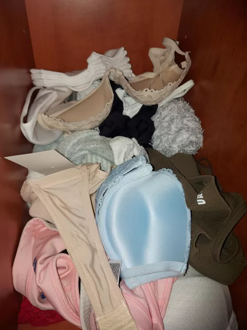 My gf's sexy college roomate's panty drawer. What should I steal and bust into?
