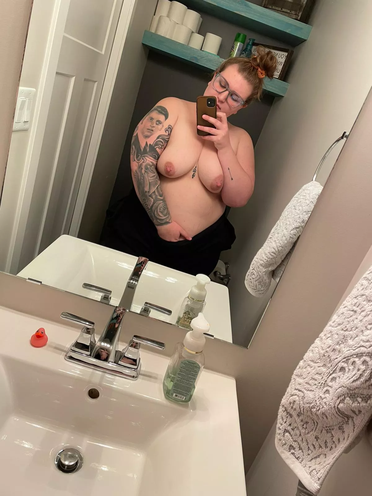 My husband was at the dinner table. What do you think his reaction was when he got this from me in the bathroom? My husband was at the dinner table. What do you think his reaction was when he got this from me in the bathroom?