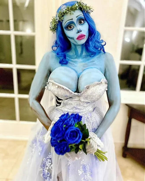 My mom as emily the corpse bride for Halloween 2021! The makeup came out quite fantastic! ?