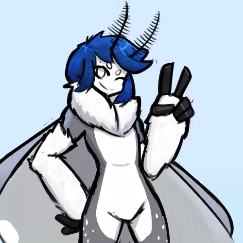 My Moth OC as doodled by my buddy (We’ll call him Joe, my Buddy that is)
