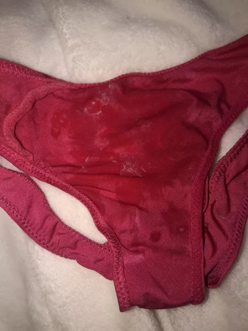 my panties after I pulled them out my pussy.. a bit wet