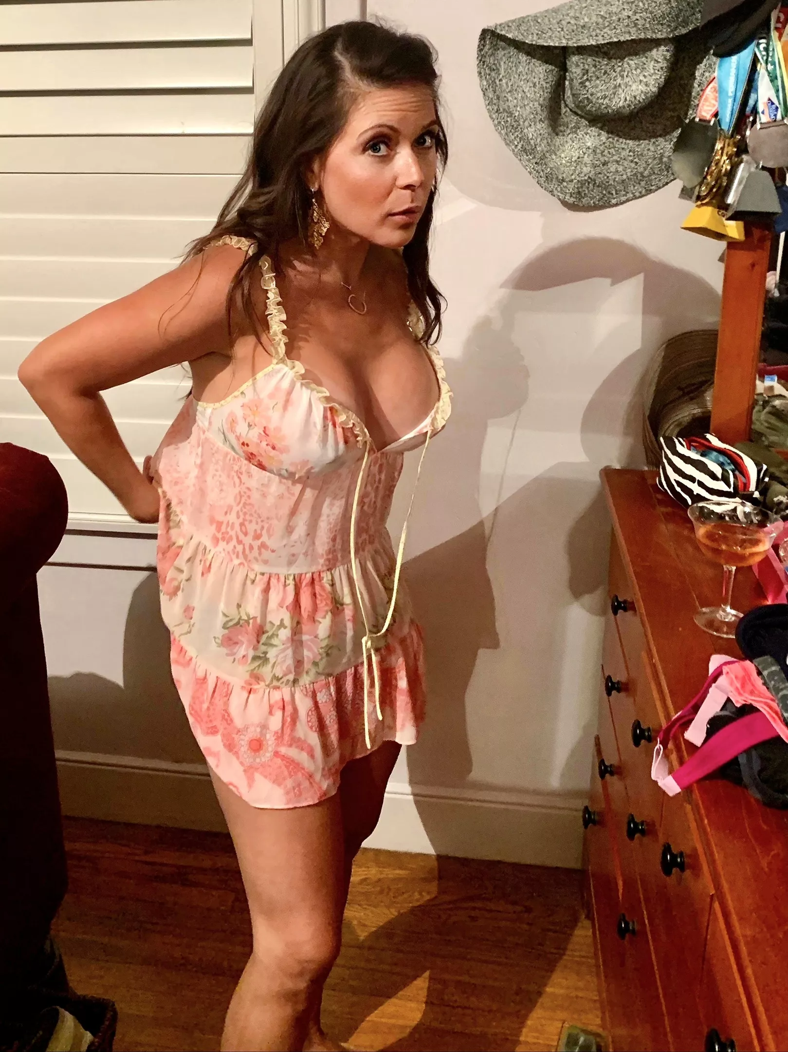 My sexy mom-nightie😆, work for you? Haha, no I'm kidding. It's kinda ratty ...