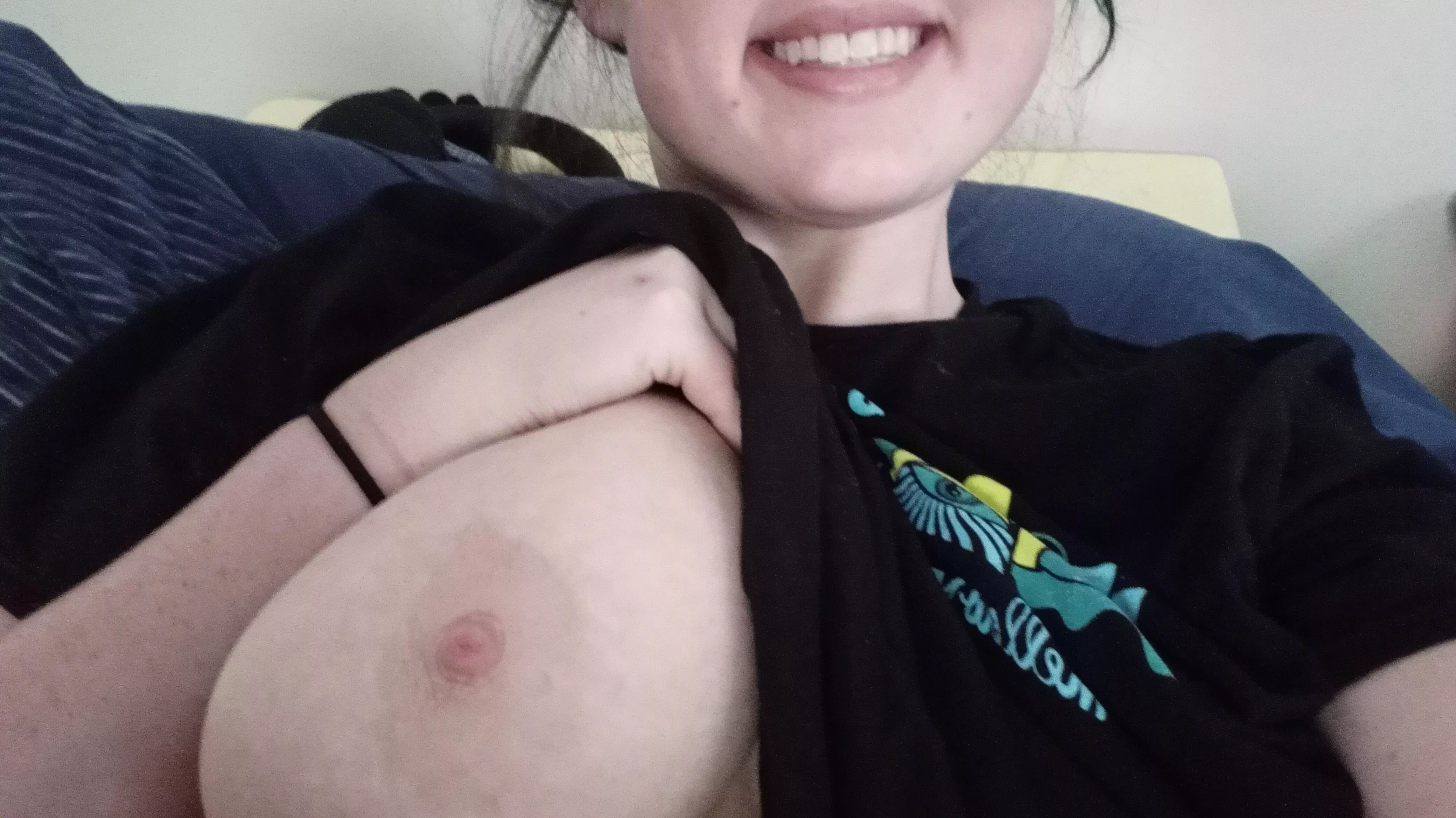 My smile is almost as big as my tits