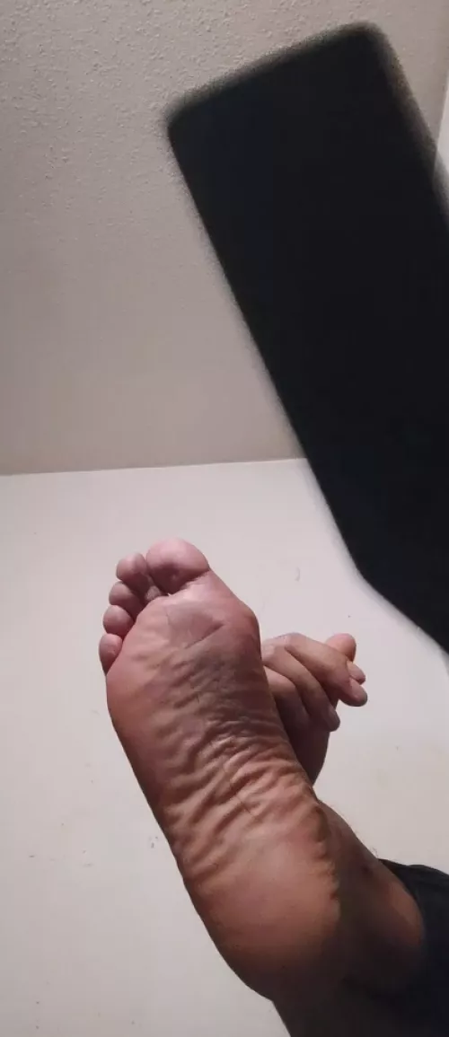 my sweaty foot is tied to my wrist...punish me for being too naughty, so slap my foot and make me lick it for as long as you want!