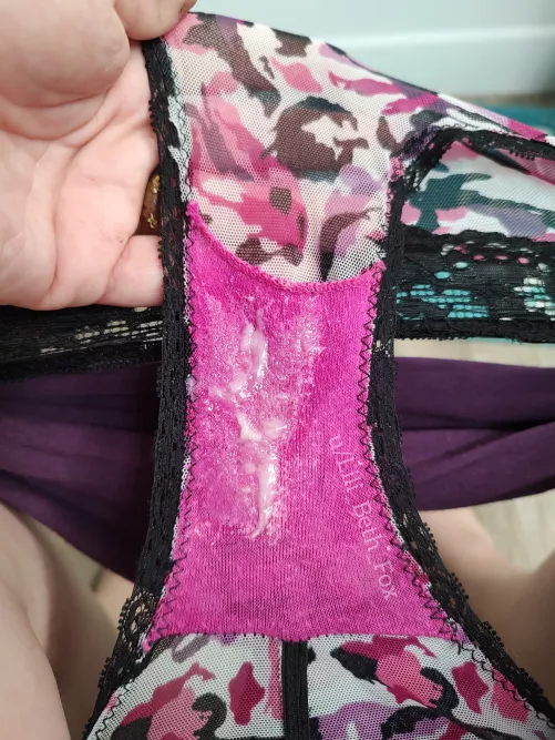 My thick white girl cum looks so pretty in bright panties! 💦 [OC]