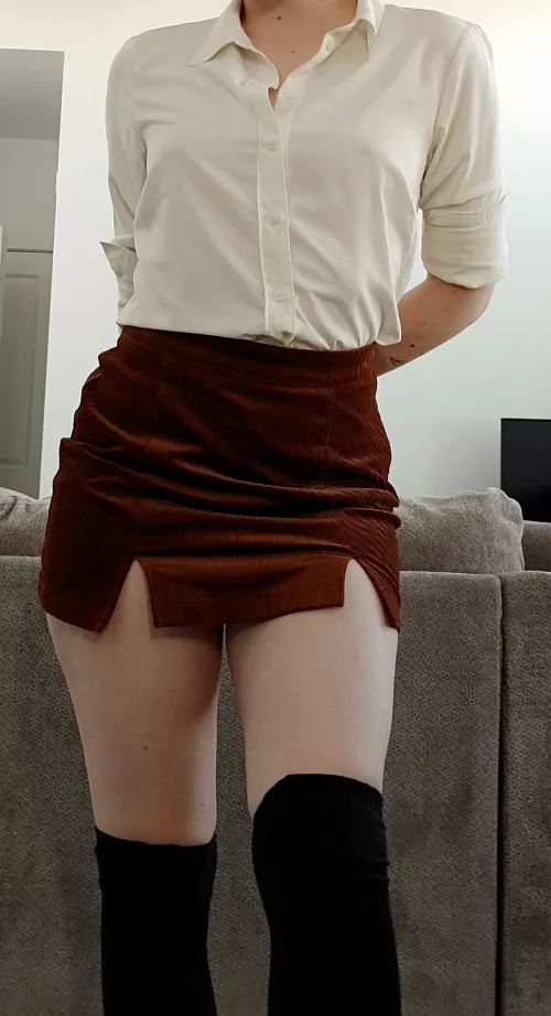 My thighs are kinda bursting out of this skirt and these socks ππ€