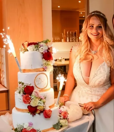 My wifes boobs in a wedding dress š