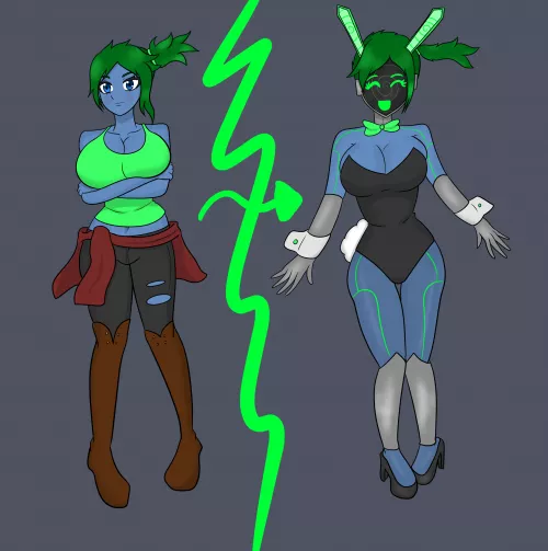 Myra into Bunnybot! Happy to serve (My OC, art by a-sleepy-kai)