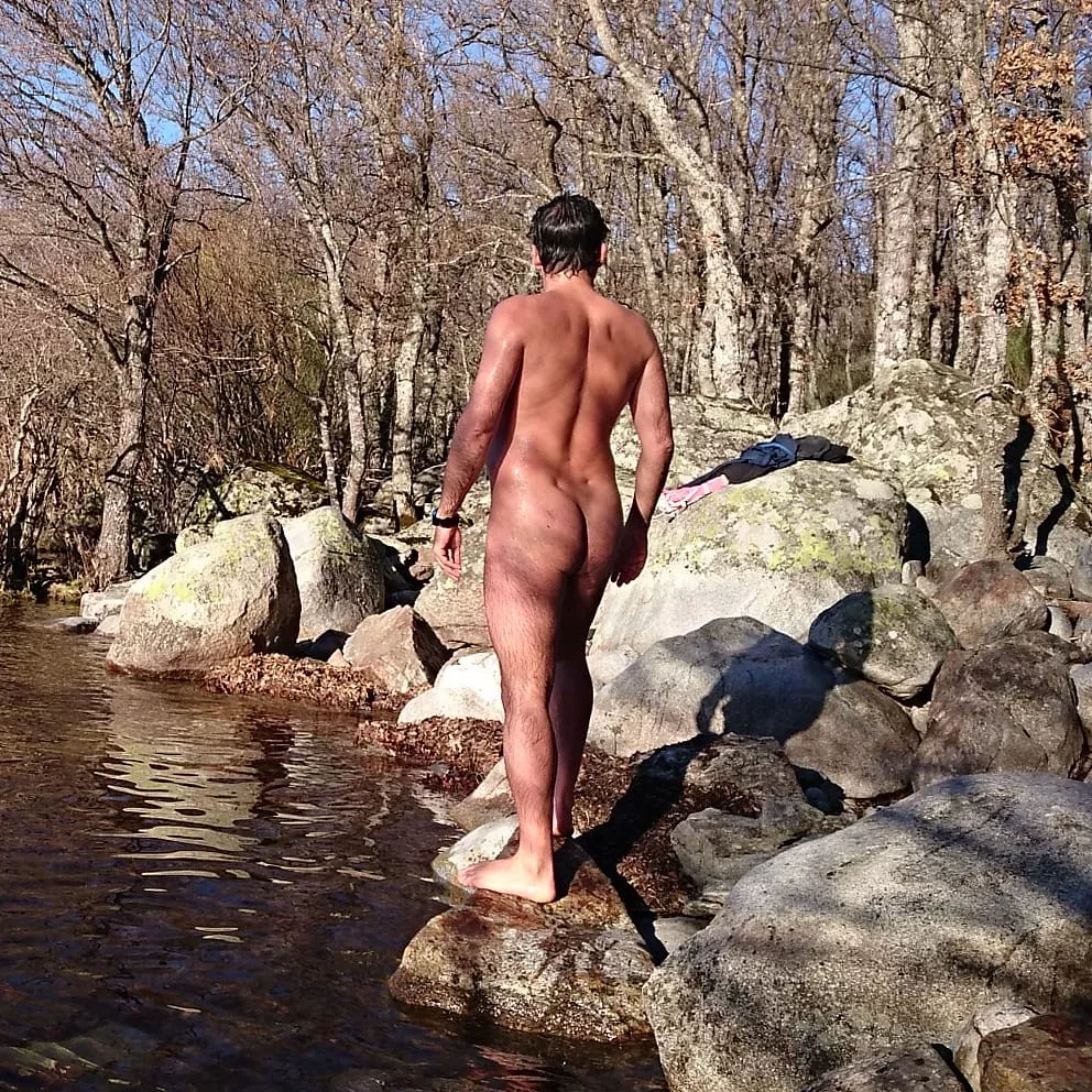 Naked body in the lake. Winter nudism Naked body in the lake. Winter nudism