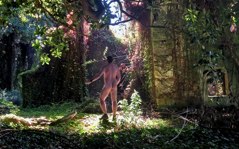 Naked in abandoned house. Urbex sunlights Naked in abandoned house. Urbex sunlights