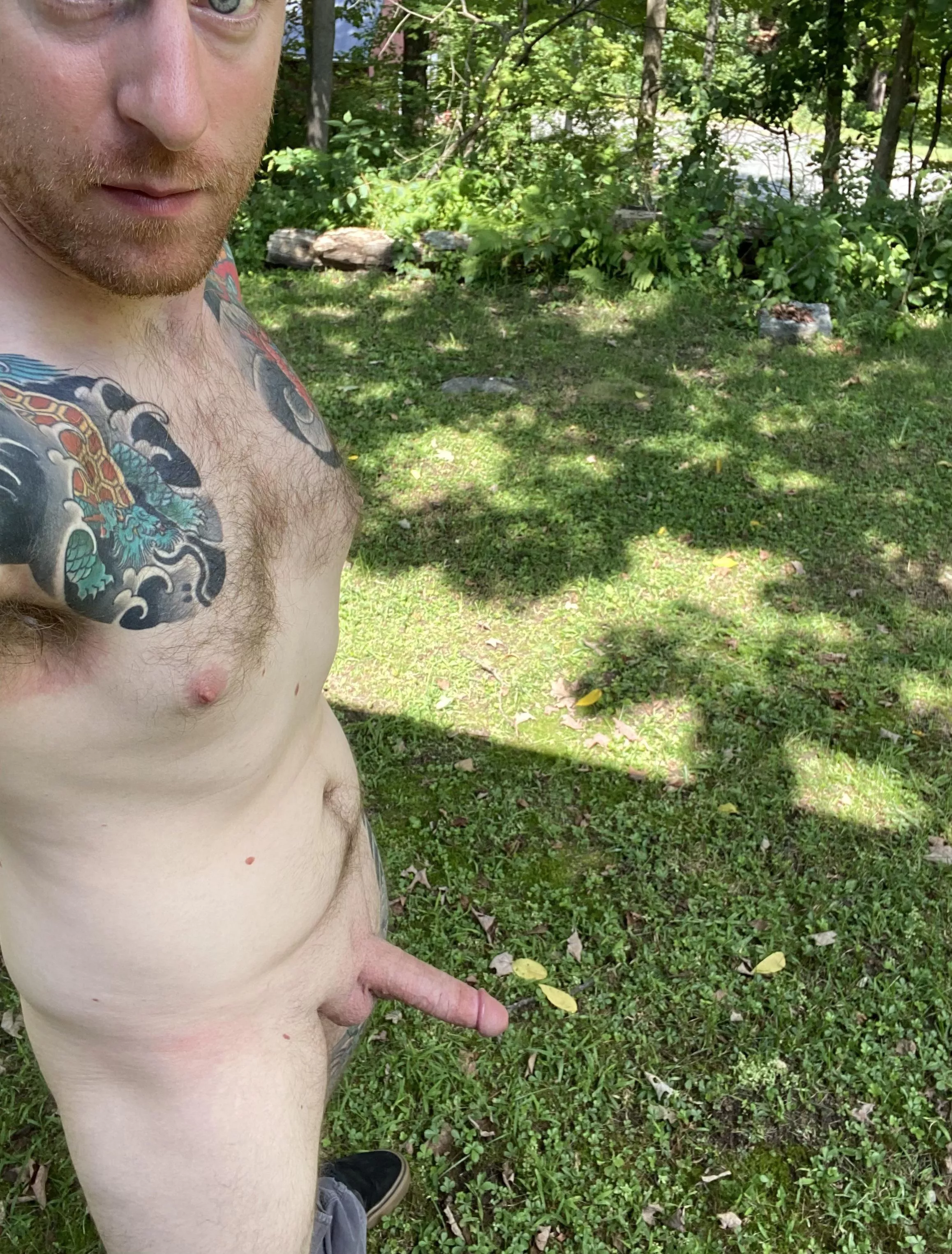 Naked in the back yard Naked in the back yard