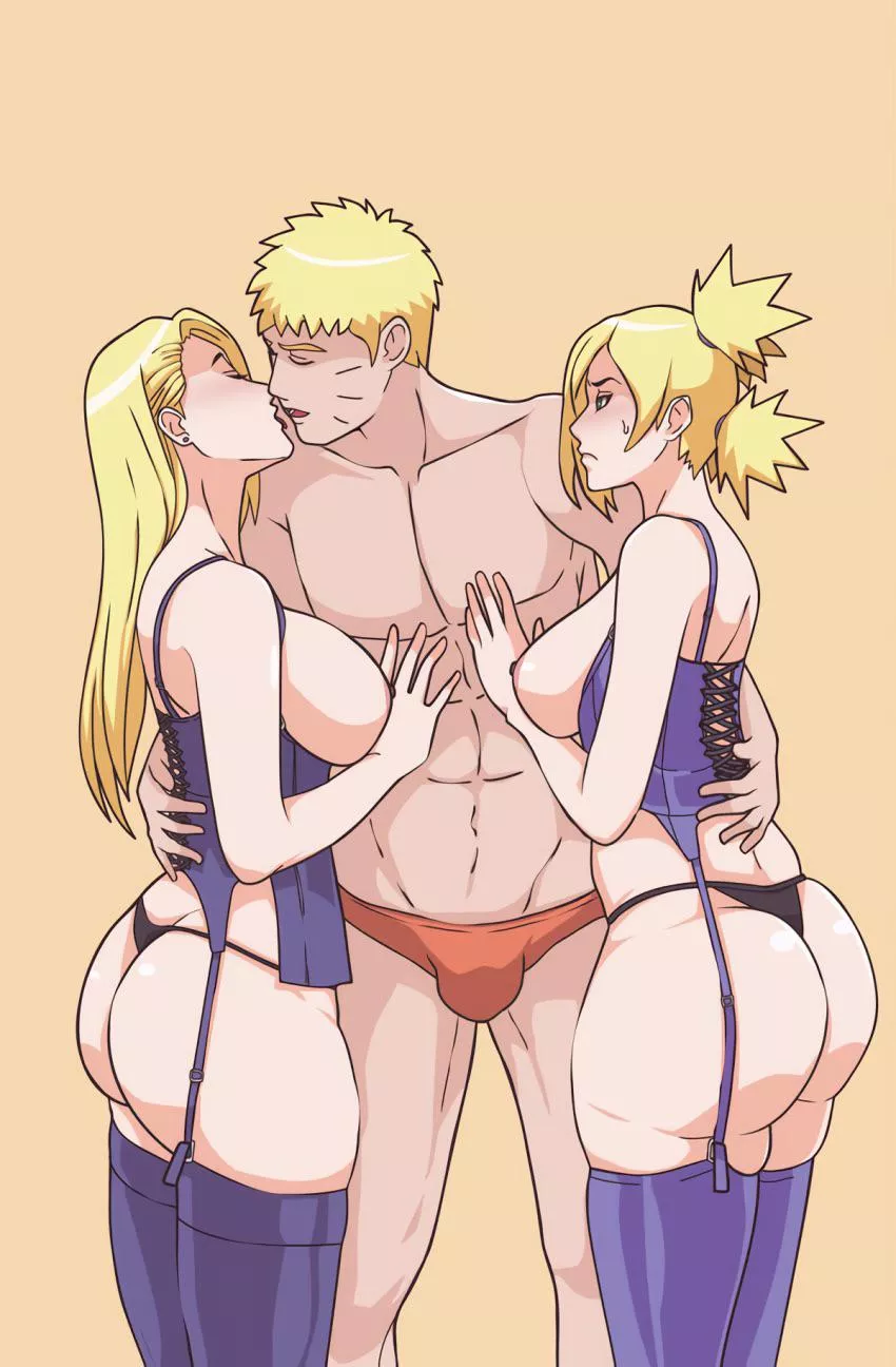 Naruto making out with Ino and Temari