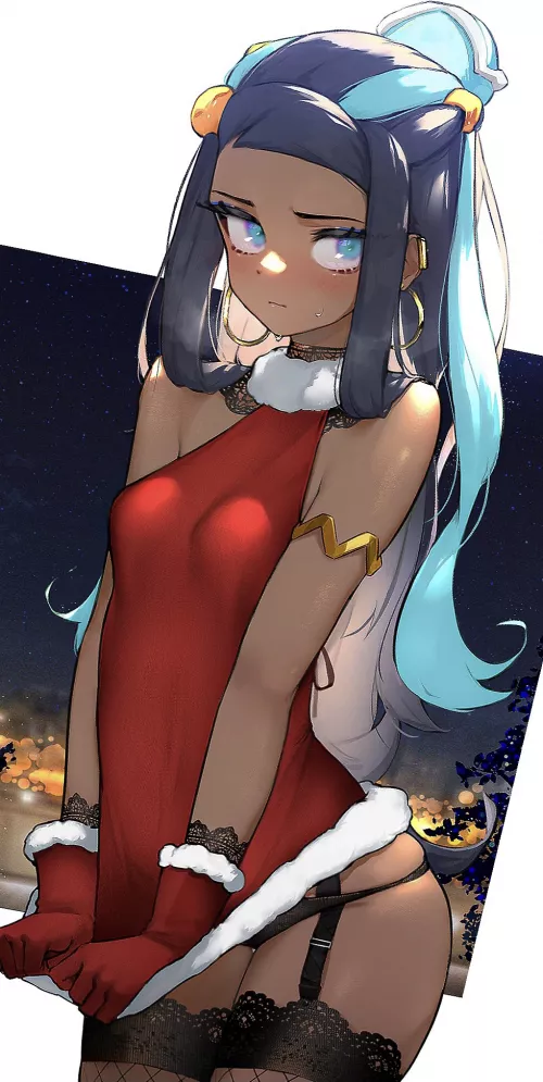 Nessa - Shy in a dress a size too small (Hizake) [Pokemon]