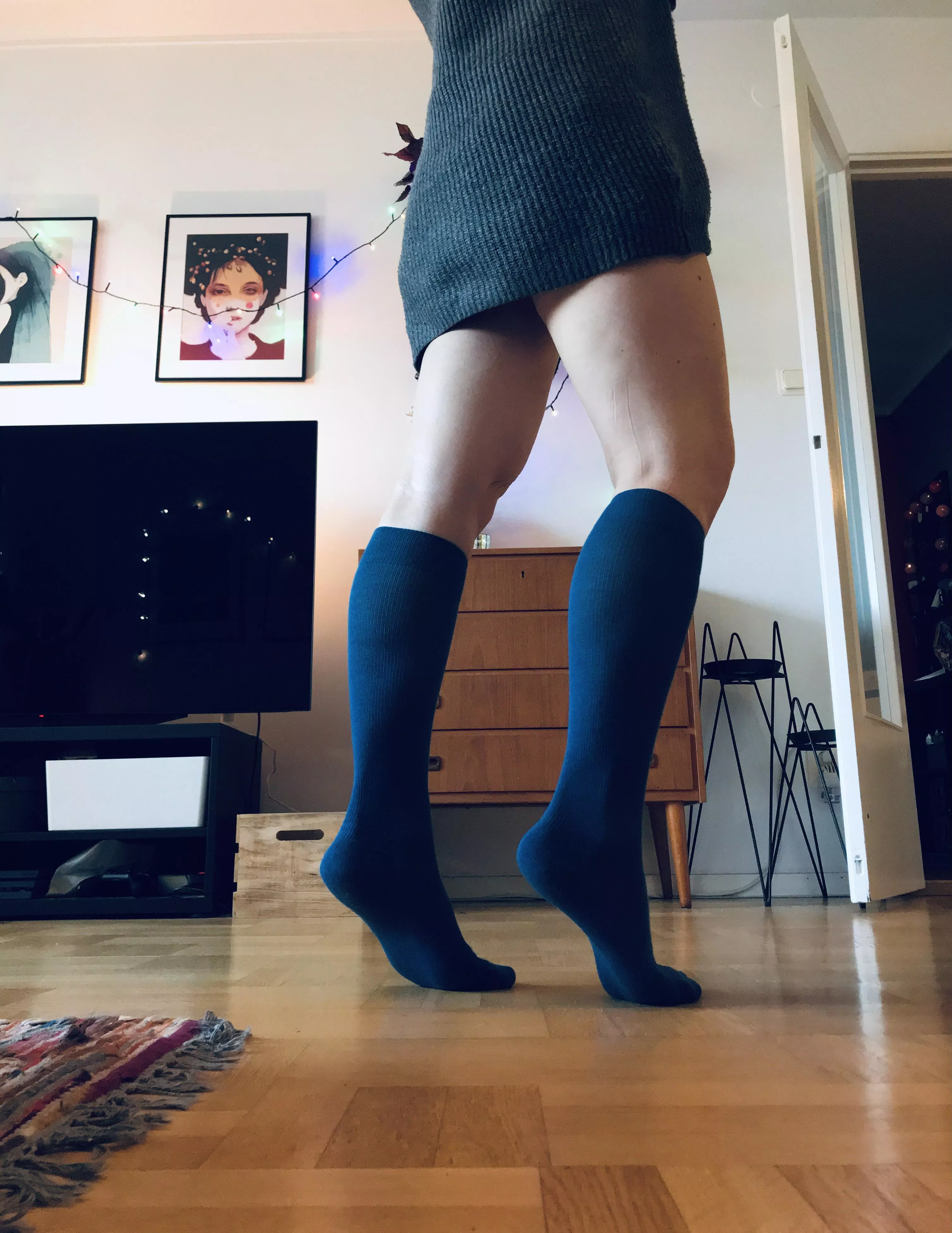 New blue knee high socks. 😊💙