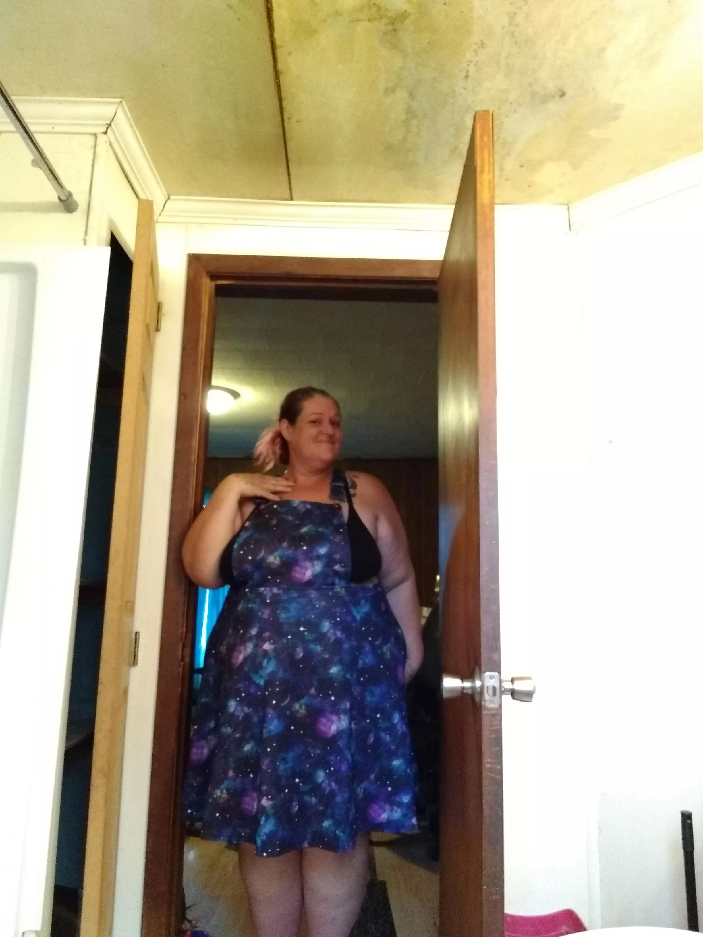 New skirt, looks like bibs. Love the galaxy print! New skirt, looks like bibs. Love the galaxy print!