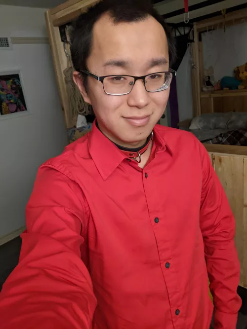 New year's outfit. I felt confidant enough to wear my collar with the guest around.