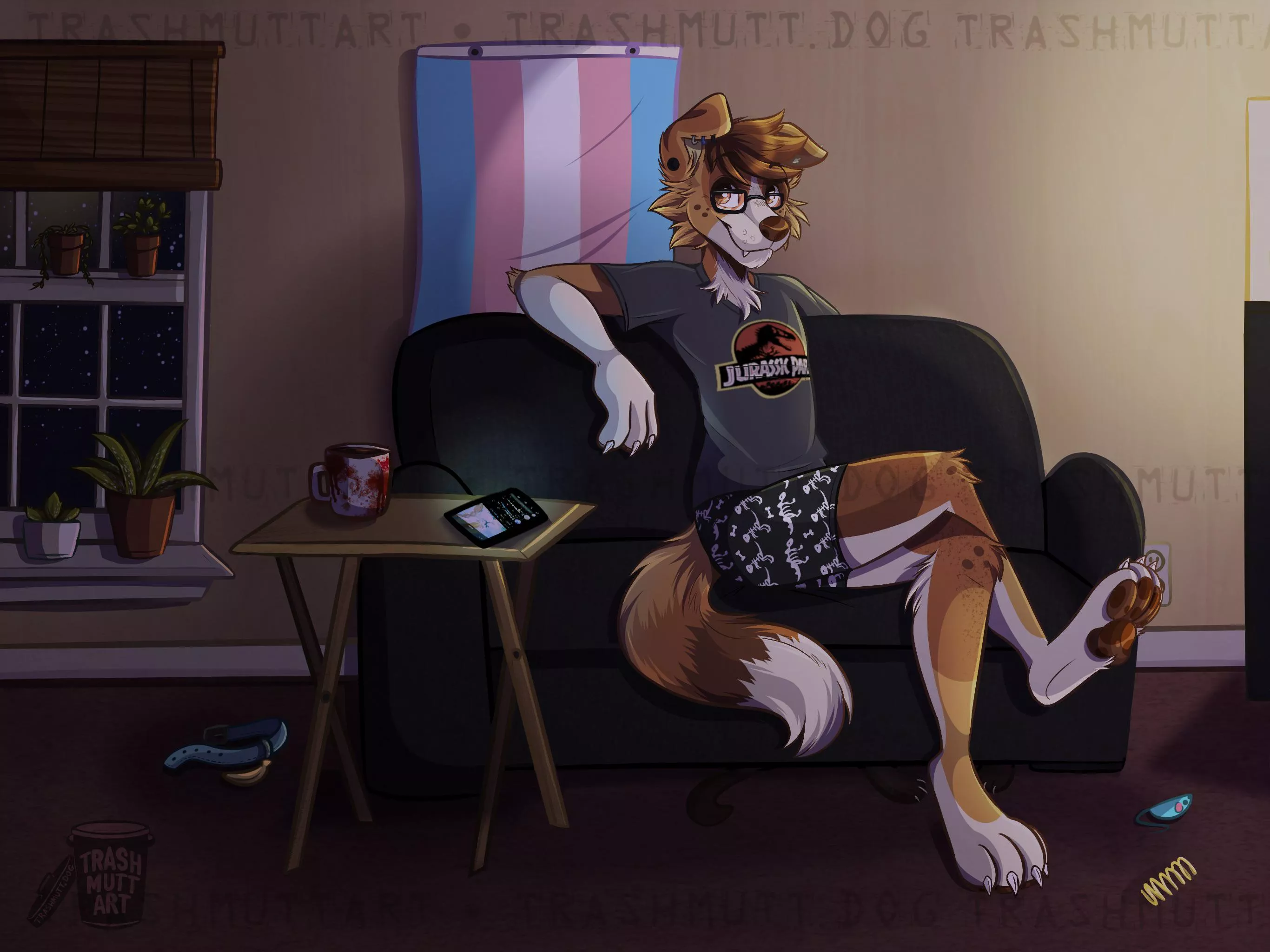 Night In 🐶 (art by me - TrashmuttArt on Twitter)
