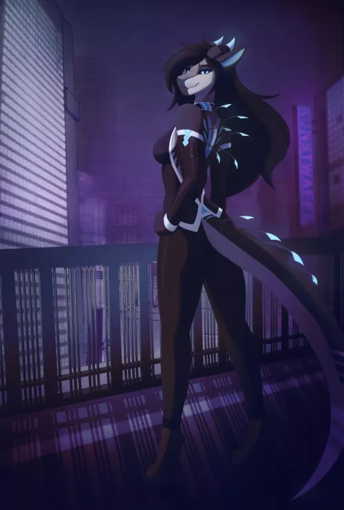 Night neons | Art by me, commission for IllustriousGrave