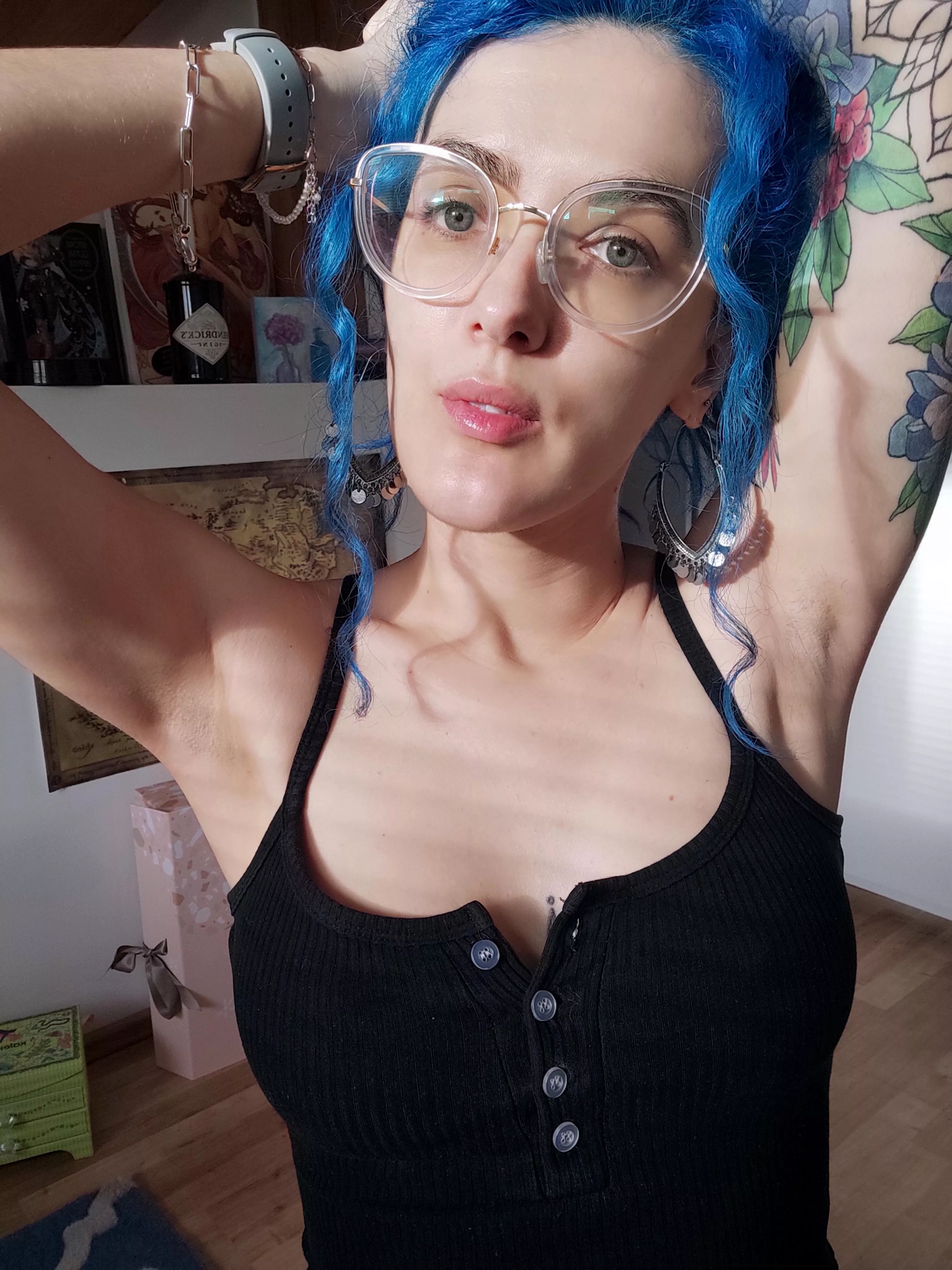 No makeup stretching in the sun