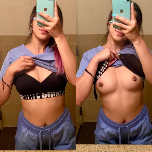 No one at work asked to see my tits today so Iโll just show you instead ๐
