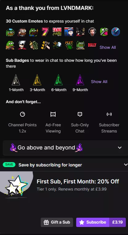 No option for twitch prime sub ? anyone know how to fix or if im doing something wrong