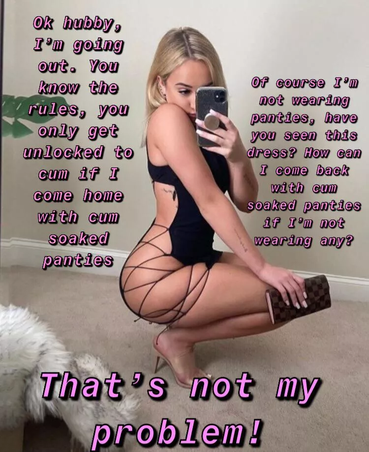 No panties, no unlock, no cumming for you! No panties, no unlock, no cumming for you!