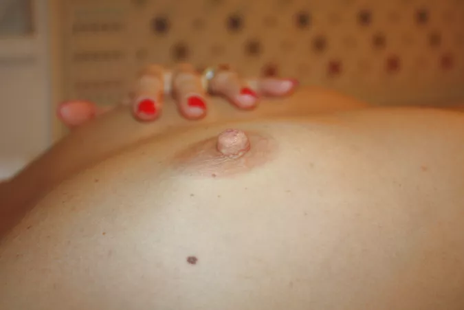 Not huge boobs, no. Tits. With hard nipples. A problem? 💋 [OC] [F] [46]
