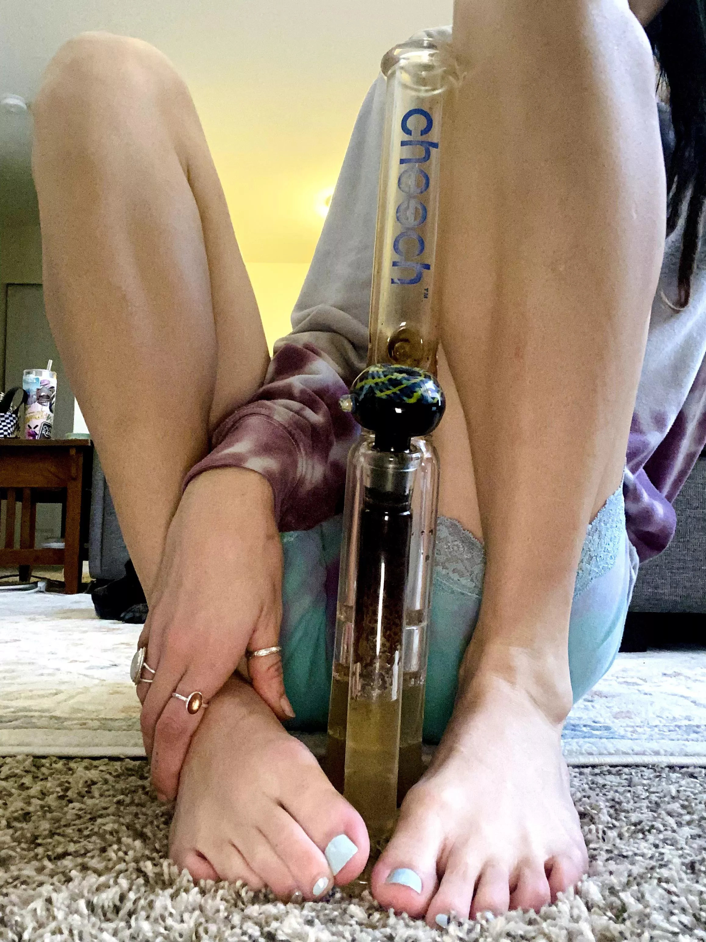 not sure what’s dirtier - me, my bong or my soles 🙈😈 not sure what’s dirtier - me, my bong or my soles 🙈😈