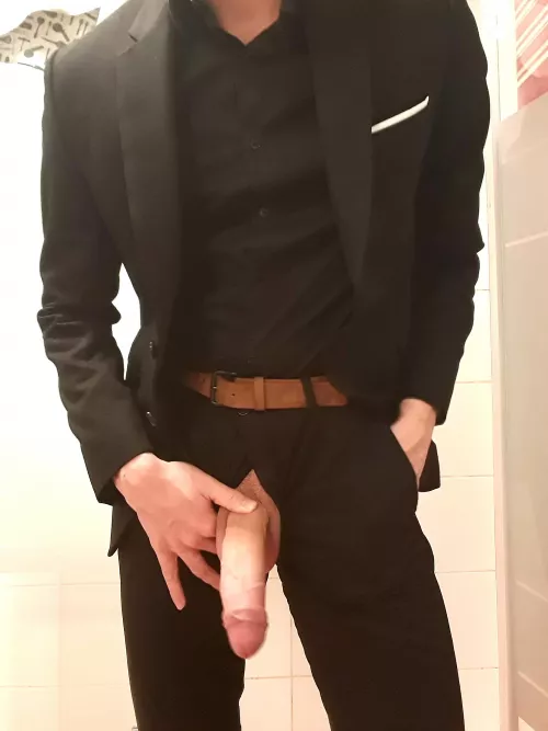Nothing beats a fitted suit with a fat cock hanging out