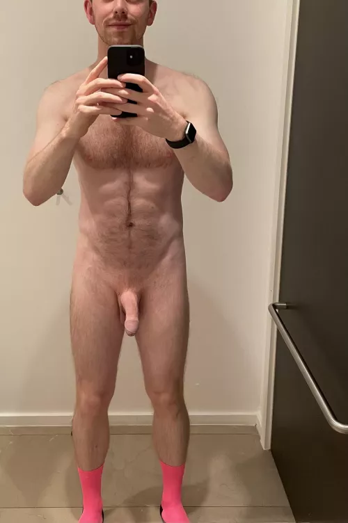 Nothing to see hereโฆjust a guy wearing nothing but hot pink cycling socks Nothing to see hereโฆjust a guy wearing nothing but hot pink cycling socks