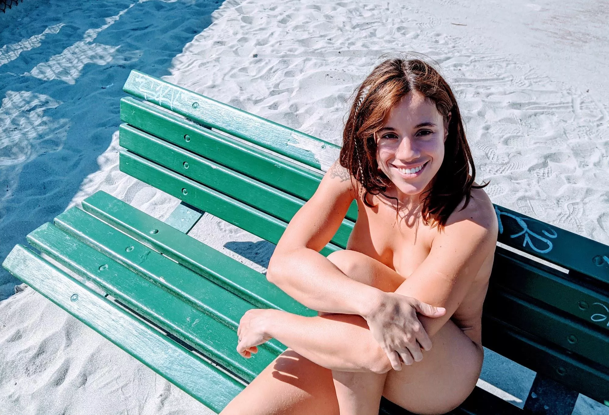 Nude, and yes, embarrassed, on my favourite bench