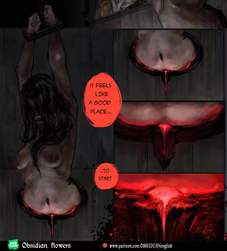 Obsidian, flowers and scarlet Obsidian, flowers and scarlet