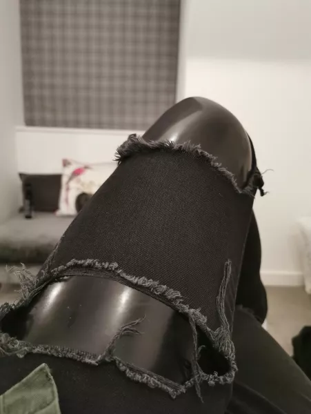 OC. Latex and ripped skinny jeans. OC. Latex and ripped skinny jeans.