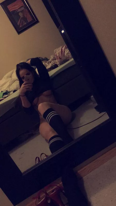 [oc] some striped socks and underboob for you