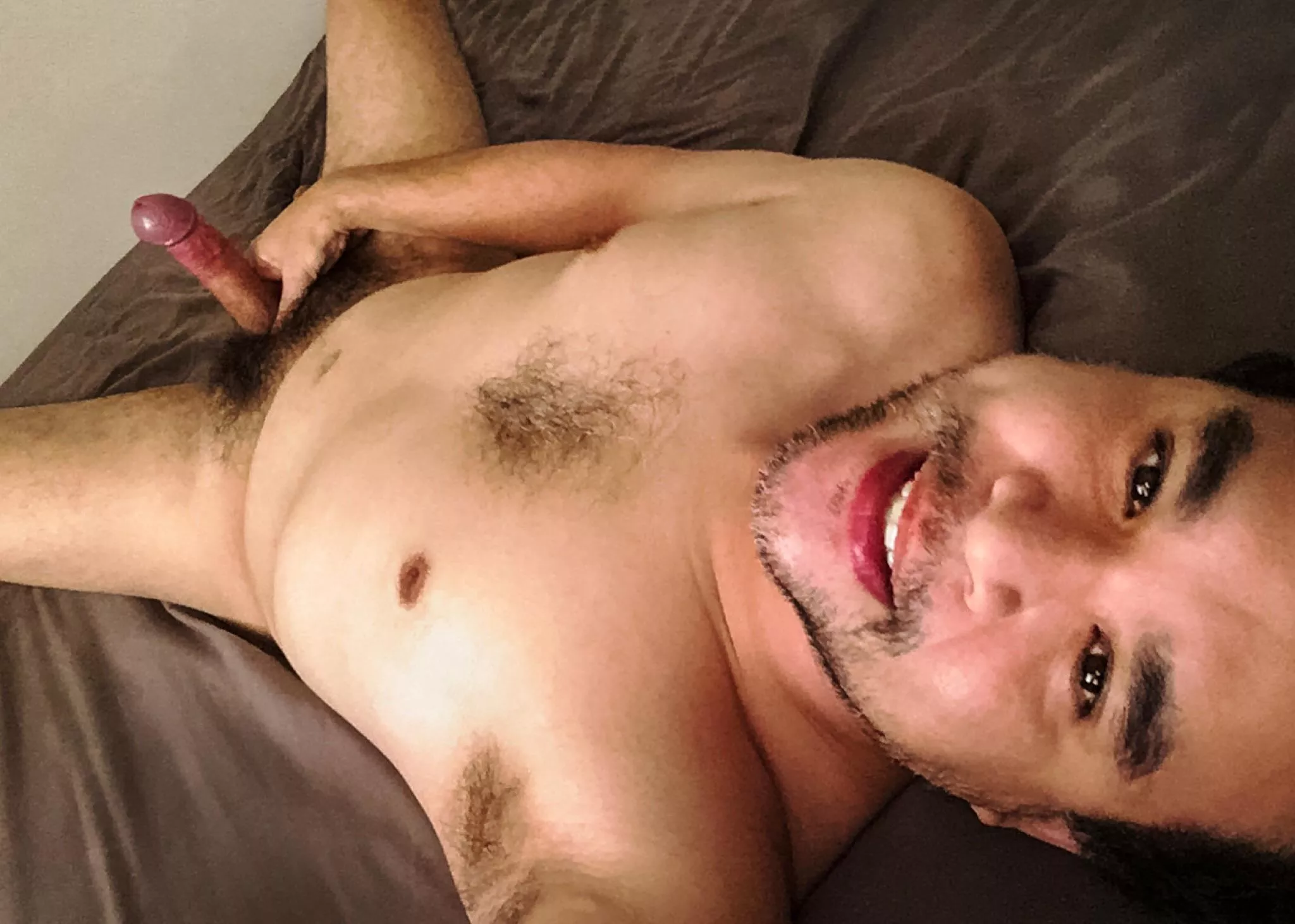 [OC][40] This morning's morning wood happens to be my first NSFW pic taken for 2022. Letting my body hair grow out at the moment.