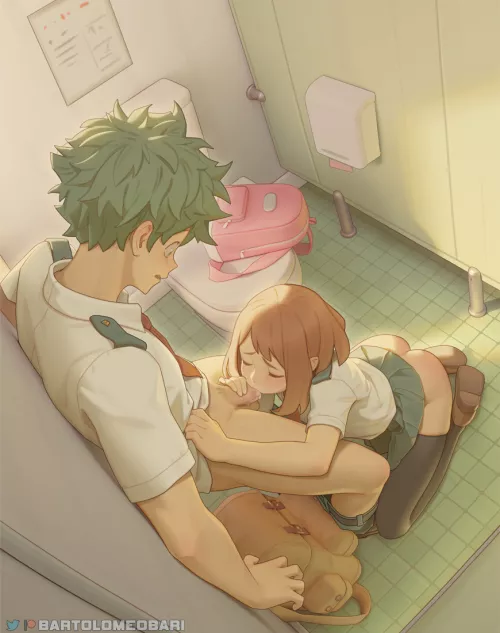 Ochaco showing Deku what she's been learning (Artist - Bartolomeobari) Ochaco showing Deku what she's been learning (Artist - Bartolomeobari)