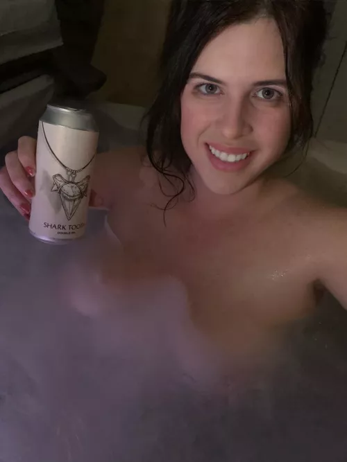 Oh hot tub, how I missed you. Drinking a Shark Tooth ipa from Channel Marker.