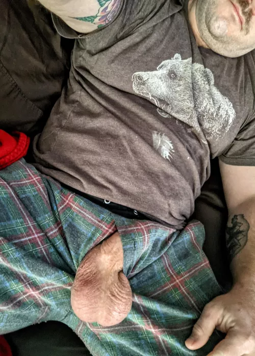 Oh no daddy forgot to button his pajamas. Don't wake him, just push the smelly balls back in Oh no daddy forgot to button his pajamas. Don't wake him, just push the smelly balls back in