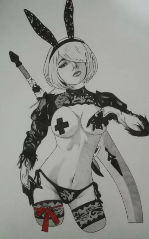 Old 2b's fanart based on Mikomi Hokina's cosplay. Hope you like it