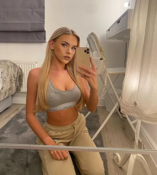 On her knees