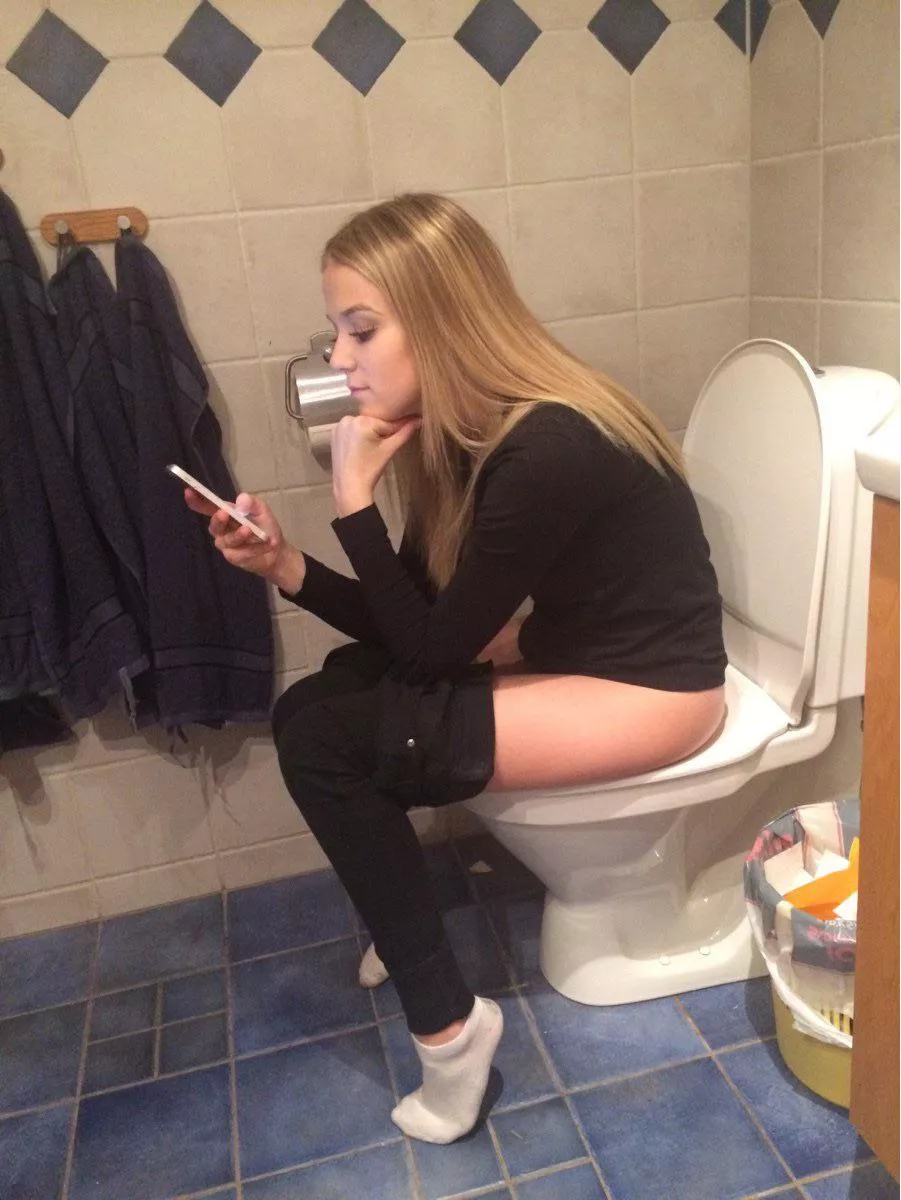 on her phone on her phone